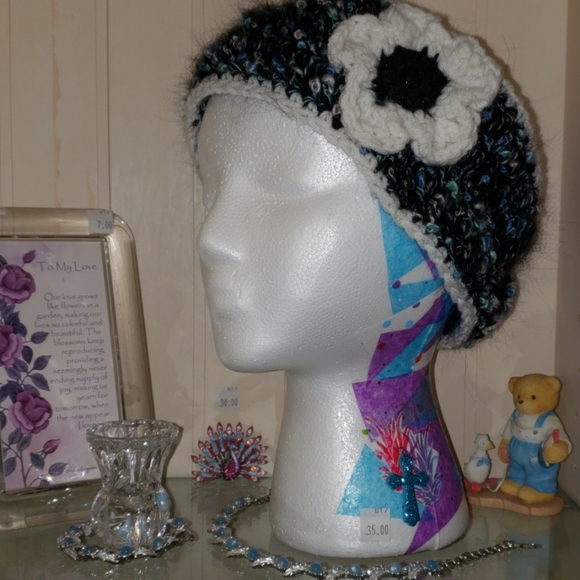 HeadBand HandMade with Flower and Button - Picture 7 of 7